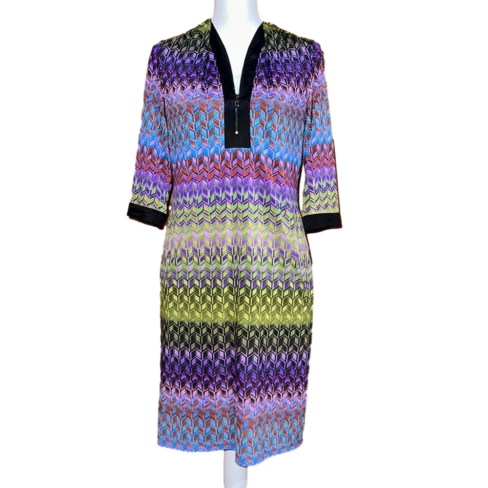 Etcetera Misson Style Abstract Chevron Print Dress Size 2 - EUC